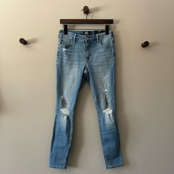 HOLLISTER DISTRESSED MID-RISE CROP SUPER SKINNY JEANS SIZE 5 REGULAR 27W 26L - Picture 1 of 7